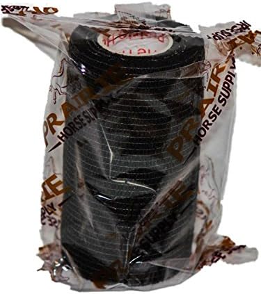 Vet Wrap Tape (Black) (2 Pack) (3 Inch x 15 feet) Self Adhesive Adherent Adhering Cohesive Flex Self Stick Bandage Grip Roll Dog Cat Pet Horse
