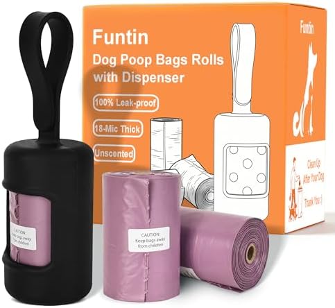 Funtin Dog Poop Bags, 60ct Extra Thick 1.8mil Unscented Waste Bag Rolls