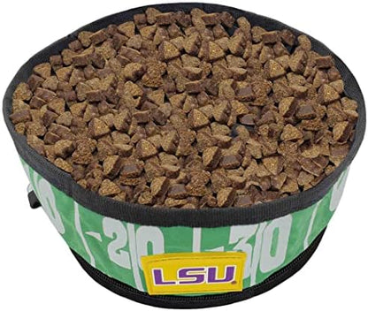 Pets First NCAA LSU Tigers Collapsible Dog Travel Bowl Set, 2 Pack Food & Water Bowls for Dogs, Best Portable & Lightweight Leak-Proof Dog Bowls for Travel