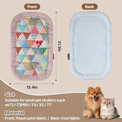 Beberoad Reversible Pet Stroller Pad - Dual-Sided Cooling & Warmth Cushion, Washable Mat for Cats and Dogs, All-Season Use