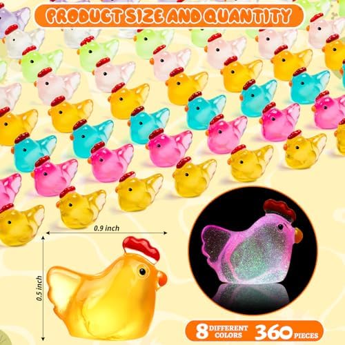 90PCS Luminous Mini Resin Chicken Tiny Chickens Bulk for Dollhouse