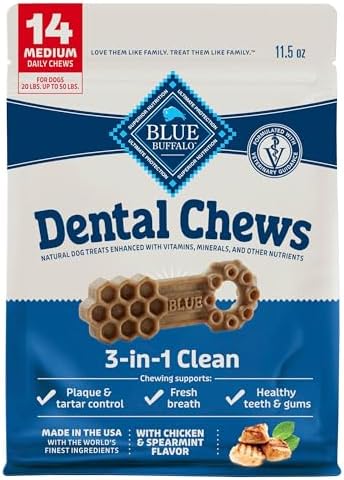 Blue Buffalo Chicken & Spearmint Medium Dental Chews, 11.5 oz, 14 ct