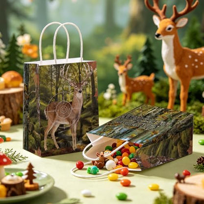 16 Pcs Deer Hunting Birthday Party Favor Bags Camo Forest Buck Goodie Bags