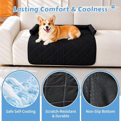 Cooling Dog Bed Mats with Neck & Head Support, 35.43 x31.5 inch Black