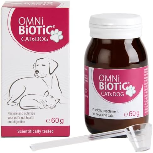 Omni-Biotic Cat and Dog Probiotics - Probiotic Powder for Cat and Dog Gut Health and Microbiome Balance with Lactobacillus Acidophilus - Premium Pet Probiotics for Dogs and Cats