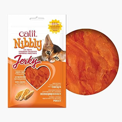 Catit Nibbly Jerky Cat Treats, Chicken Recipe - Grain-Free Cat Treat White 1.06 Ounce (Pack of 2)