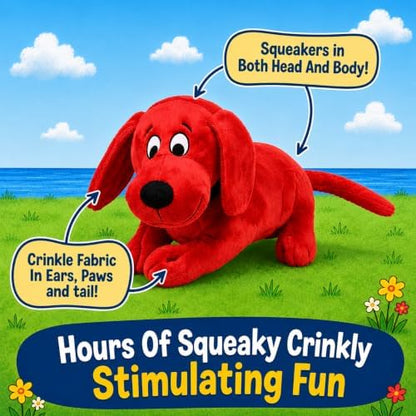 Clifford® Snuggle Buddy Medium Size Plush Dog Toy | Cozy Dog Stuffed Animals Play Toy for Medium to Large Dogs | Comfort, Squeakers, Crinkle, Interactive Bonding