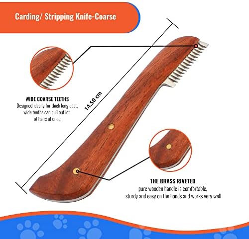 Professional Stripping Knife for Dogs (Pack of 6), Best for Removing Unwanted Undercoat, Blades are Made of Stainless Steel with Wooden Handle Grip (Right-Handed, Rosewood)
