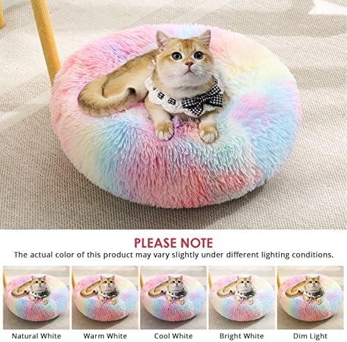 JOLLYVOGUE Dog & Cat Bed, Calming Anti-Anxiety Pet Bed for Small Dogs, Fluffy Donut Cushion for Small and Medium Pets (20")