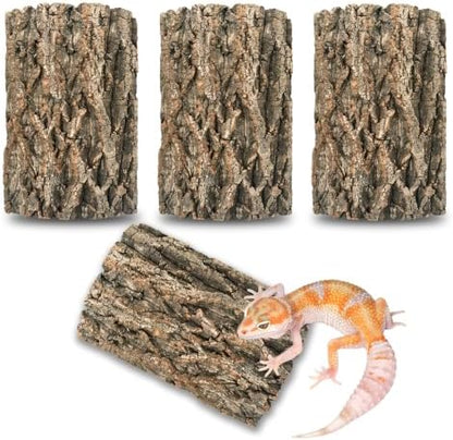 4 Pcs Natural Cork Bark, Reptile Cork Bark 7.9x11.8 Inches, Cork Bark Climbing Mat for Reptiles Turtle Dragon Lizard Geckos Bearded Geckos Frogs, Terrarium Background Habitat Decor