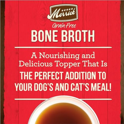 Merrick Grain Free Beef Bone Broth Dog and Cat Food Topper, 16 oz Pouch