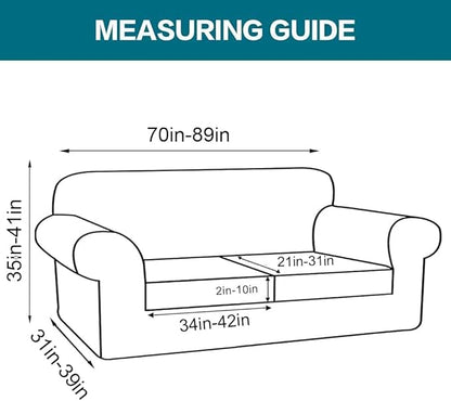 Turquoize 3 Piece Sofa Covers for 2 Cushion Couch Sofa Slipcover Soft Couch Cover for Dogs-Washable Sofa Furniture Cover with 2 Individual Cushion Covers, Feature Fabric (2 Cushion Sofa, Macchiato)