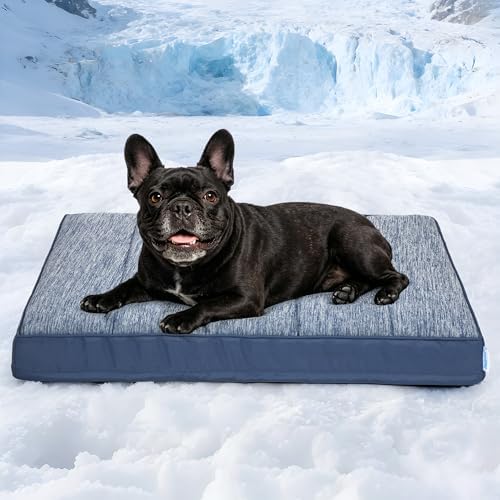 Cooling Dog Bed for Medium Dogs, QMAX>0.5 Waterproof Pet Beds
