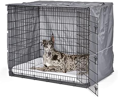 New World Midwest Homes for Pets XXL Dog Crate Cover, Polyester Privacy Kennel Cover Fits Most Giant 54-Inch Crates, Light Gray, Machine Washable, Reduces Barking & Chewing