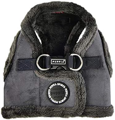 Puppia Terry Vest Dog Harness Step-in Winter Suede Warm No Choke No Pull Training Walking for Small and Medium Dog, Grey, X-Large