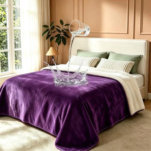 gogobunny Waterproof Blanket for Bed Couch, Sherpa Fleece Throw, 50x60