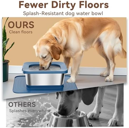 10L No Spill Dog Water Bowl Stainless Steel for Messy Drinkers