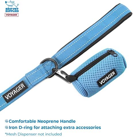 Best Pet Supplies Voyager Step-in Lock Pet Harness w Reflective Pet Leash Combo Set with Neoprene Handle 5ft - Supports Small, Medium and Large Breed Puppies/Cats - Baby Blue/Black Trim, XXXS