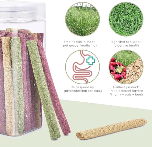 ERKOON Timothy Hay Sticks,Rabbit Chew Toys for Teeth Natural Molar Sticks Rabbits Treats for Bunnies, Chinchilla Guinea Pigs, Gerbil, Hamster (50 Pcs)