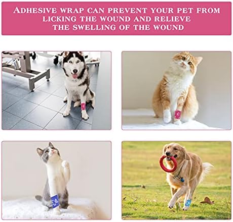 Vet Wrap Self Adhering Bandage Wrap Cohesive Bandage Multi-Function Wrap Tape for Dogs Cats Horses Birds Animals Non-Woven Strong Sports Tape for Wrist Healing Ankle Sprain & Swelling 12 Rolls