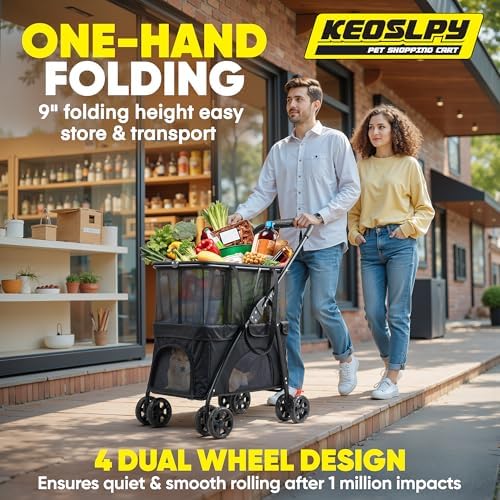 2-in-1 Folding Shopping Cart & Pet Stroller 99 LB Grocery Cart