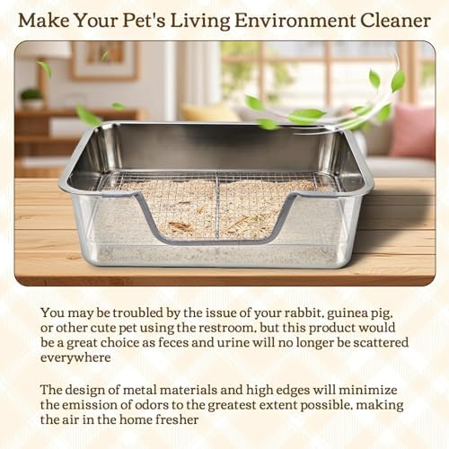 Rypet Large Stainless Steel Rabbit Litter Box Set for Small Animals