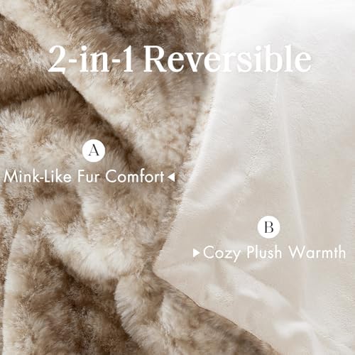 Madison Park Zuri Faux Fur Reversible Throw Blanket, 50 x 60 in, Leopard
