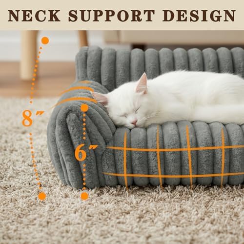 Dog Couch for Indoor Dogs,Cute Dog Bed Cover Fully Removable and Machine Washable, Supportive Faux Rabbit Fur Dog Sofa with Non-Slip Base, Dog Friendly Couch