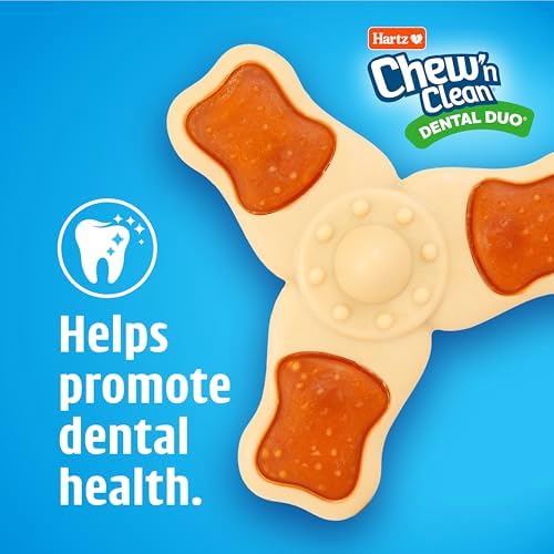 Hartz Chew ‘n Clean Chew Toy and Treat in One Chicken Flavored Tri-Point Dog Toy, Medium