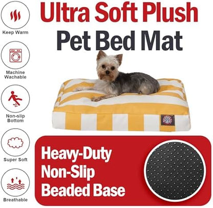 Majestic Pet Rectangle Small Dog Bed Washable – Non Slip Comfy Pet Bed – Dog Crate Bed with Removable Washable Cover – Dog Kennel Bed for Sleeping - Dog Bed Small Breed 27x20x4 Inch – Yellow