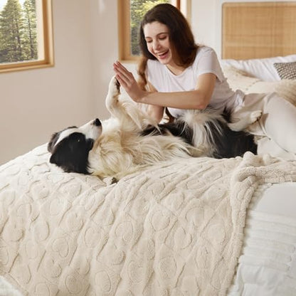 Bedsure Ultra Soft Dog Blankets for Large Dogs 300GSM Fleece, 50x60 White