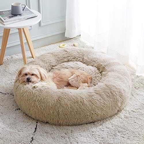 Western Home Calming Donut Small Medium Pet Dog Bed Washable,27" Brown