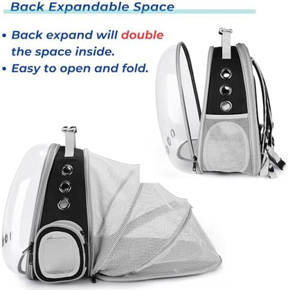 Lollimeow Cat Carrier Backpack, Expandable Bubble Pet Carrier for Cats and Small Dogs, Airline Approved Travel Backpack for Hiking, Walking & Outdoor Adventures - Supports up to 14 lbs