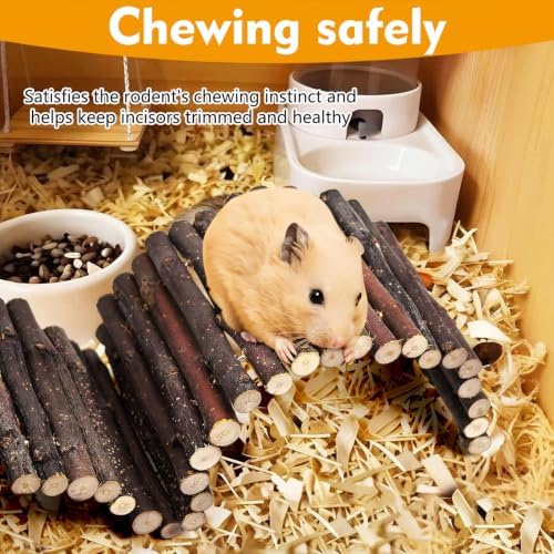 2 PCS Hamster Toys Flexible Wooden Hamster Bridge Ladder Tunnel Hide