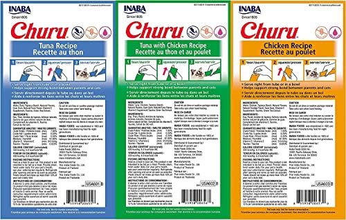 INABA Churu Lickable Purée Natural Cat Treats (Tuna and Chicken Variety Pack, 36 Tubes)