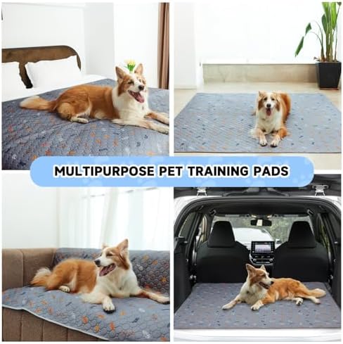 Sunheir Washable Pee Pads for Small Pet 5-Pack, Reusable Pet Training Pads Absorbent & Leak-Free, Waterproof Pee Pads for Dog Cat Rabbit Guinea Pig Hamster, Whelping Pad (Leaves - Light Grey, 12x12)