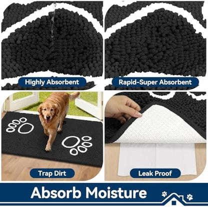 Bcoimo Super Absorbent Dog Door Mat, 48"*30" Anti Slip Mat for Muddy Paws