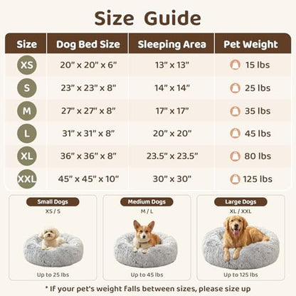 JOLLYVOGUE Dog Beds Large Sized Dog, Calming Anti-Anxiety Dog Bed, Fluffy Donut Cushion for Extra Large Pets (45")