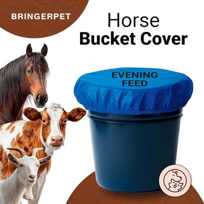 Horse Bucket Cover for Feed Protection & Organization, Keeps Dust & Moisture Out, Breathable 210T Elastic Fit for 2-5 Gallon Buckets, Livestock Lid for Horses Goats Cows, 1 Pack (Evening Feed)