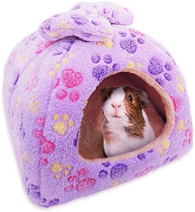 HOMEYA Small Animal Pet Bed, Sleeping House Habitat Nest for Guinea Pig Hamster Hedgehog Rat Chinchilla Hideout Bedding Snuggle Sack Cuddle Cup Cage Accessories with Washable Mat- XL(Purple)