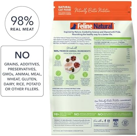 Feline Natural - High Protein Freeze Dried Dry Cat Food with 98% Meat