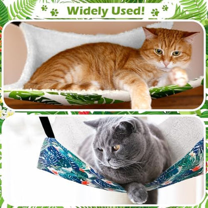 Jetec 2 Pack Cat Hammock for Cage, Monstera Leaf, L