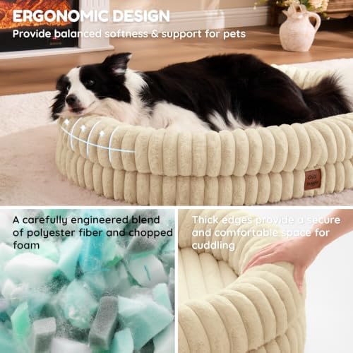 ChiXnuggle Orthopedic Dog Bed, Washable Cover, Faux Fur Bolster Pet Couch