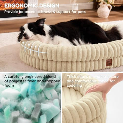 ChiXnuggle Orthopedic Dog Bed, Washable Cover, Faux Fur Bolster Pet Couch