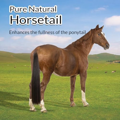 33.5 IN Long 1 LB Horse Tail Extension with Braided Horsehair Loop & Blunt Cut Bottom (Dark Chestnut)