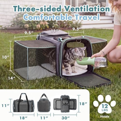 Cat Carrier Soft Sided, TSA Airline Approved Pet Carrier for Cats Small Dogs, Expandable Travel Carrier with Removable Pad, Blue