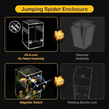 Jumping Spider Enclosure Starter Kit,Escape Proof Forest Terrarium