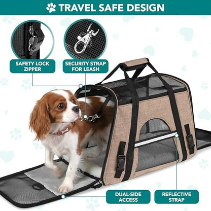 PetAmi Airline Approved Pet Carrier Cats & Small Dogs, Large Heather Taupe