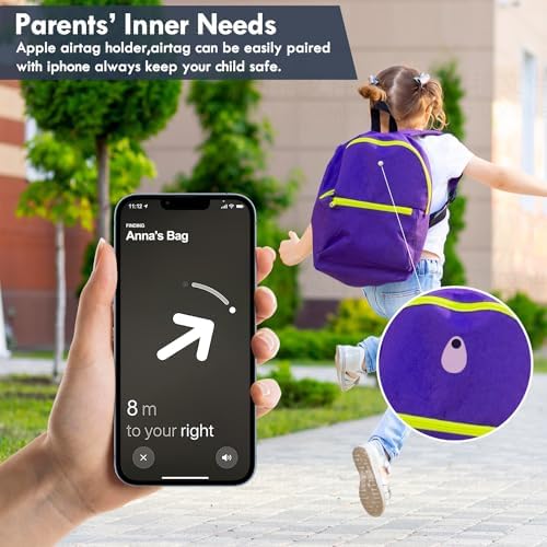 2 Pack Airtag Holder for Kids Hidden,GPS Tracker Case, Anti-Removal Airtag Silicone Case with Pins, Suitable for Children, Elderly, Pets, Backpack, Luggage (White & Pink, 2 Pack)