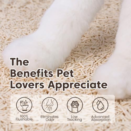 Tofu Cat Litter, Flushable Cat Litter, Low Tracking, Clumping, 6 lb